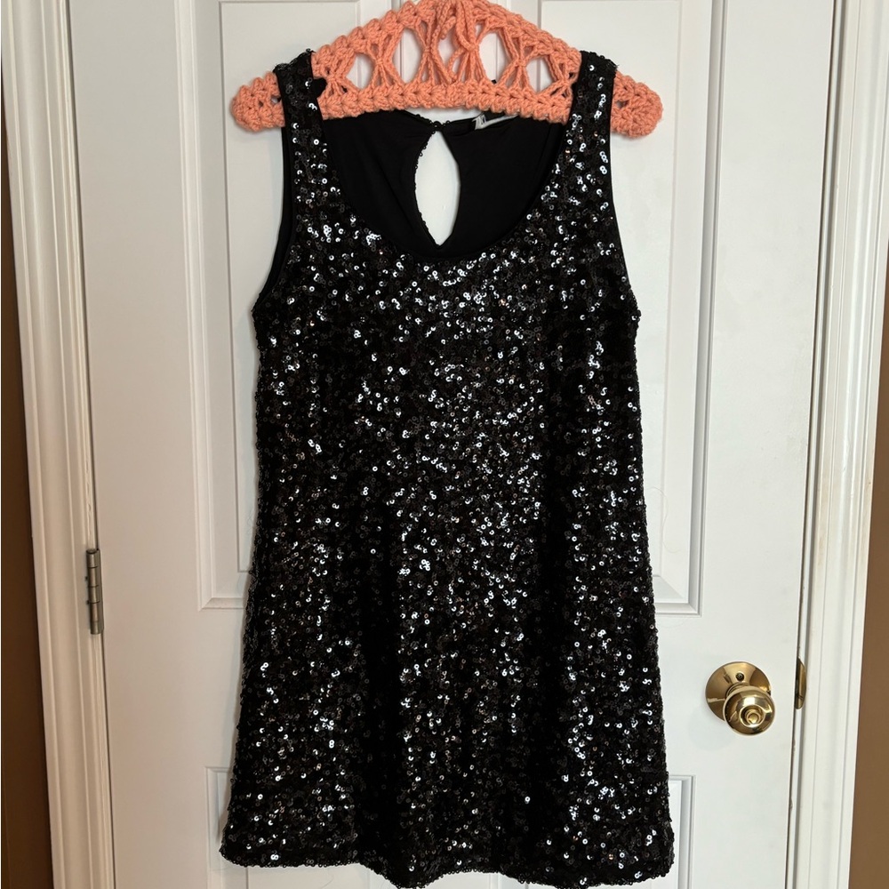 Black sequins tank dress